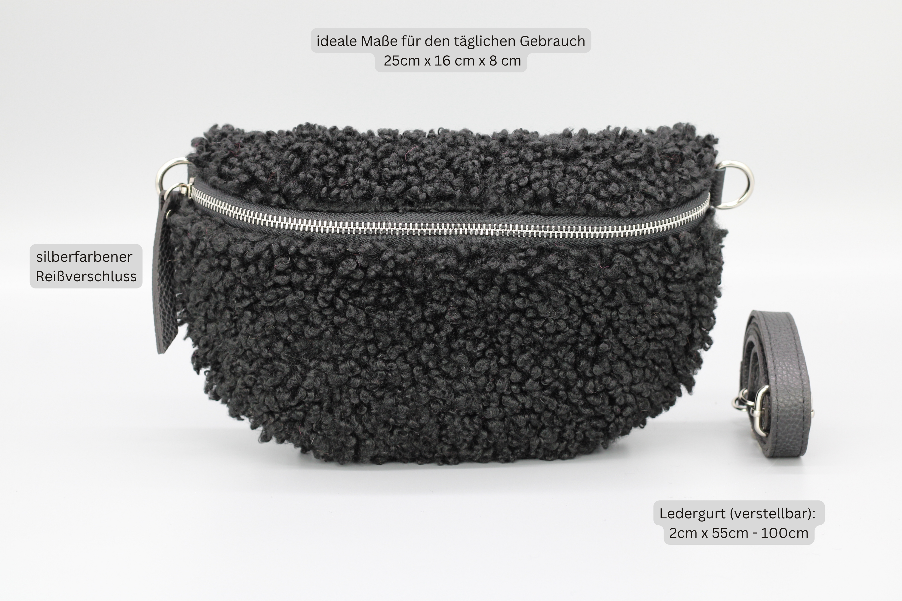 Teddy - Medium Schwarz (Silber)