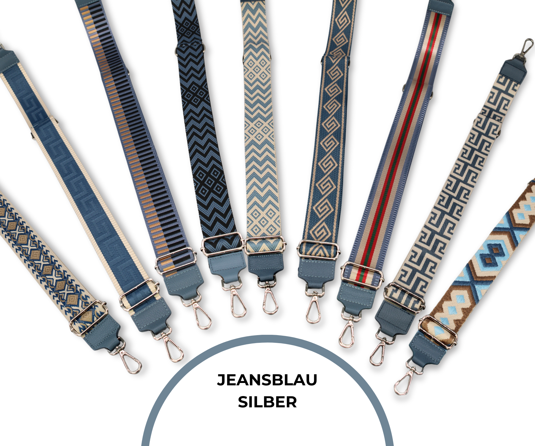 Taschenriemen - Jeansblau (Silber)