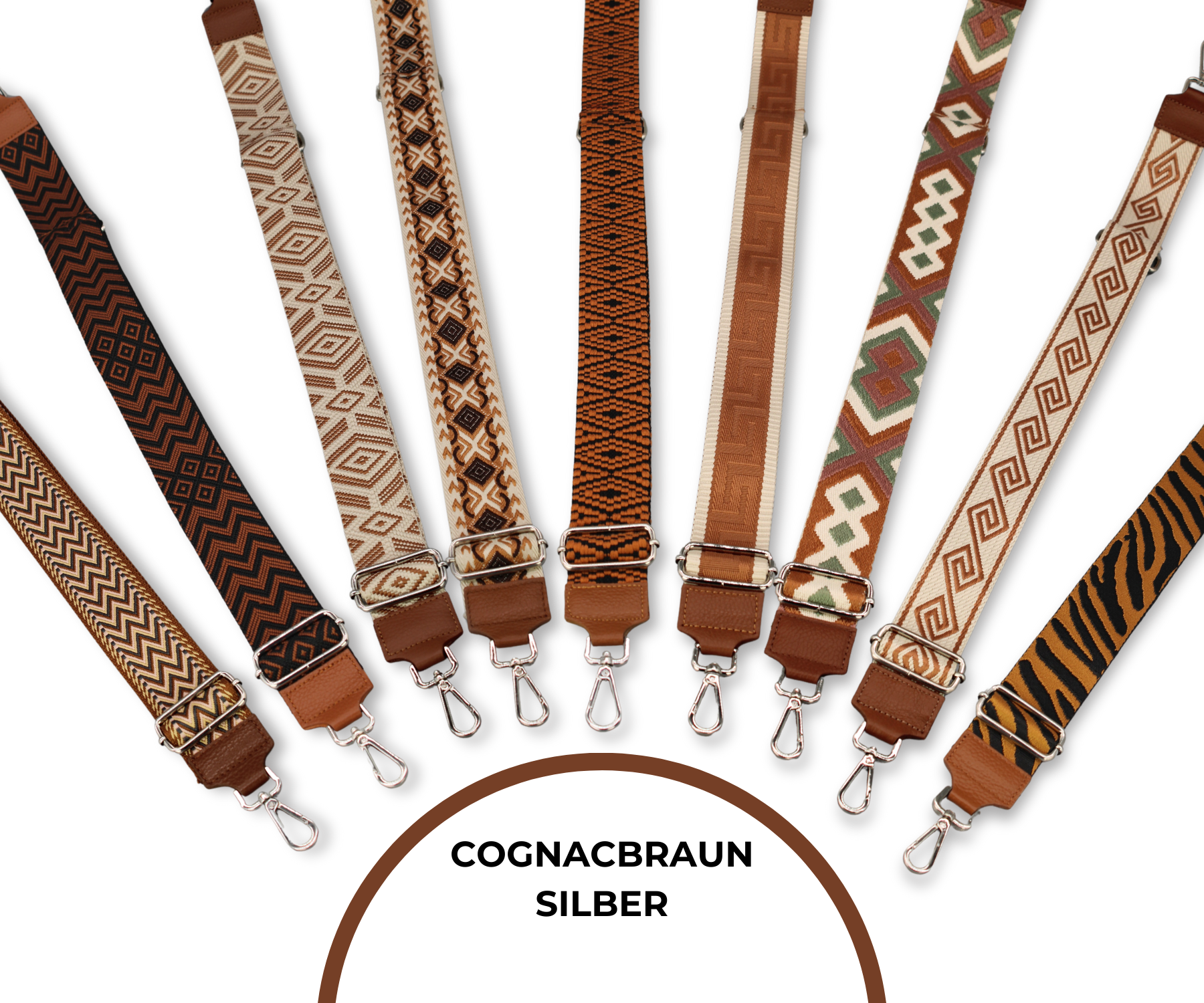 Taschenriemen - Cognac Braun (Silber)