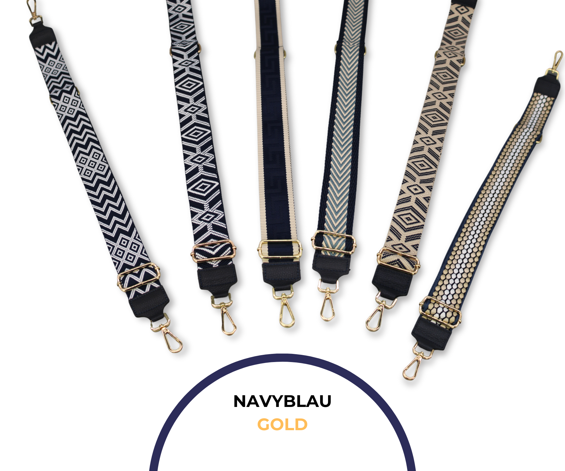 Taschenriemen - Navy Blau (Gold)