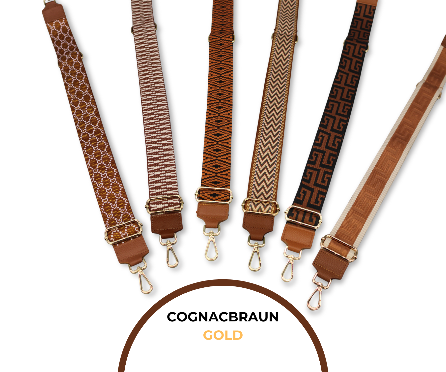 Taschenriemen - Cognac Braun (Gold)