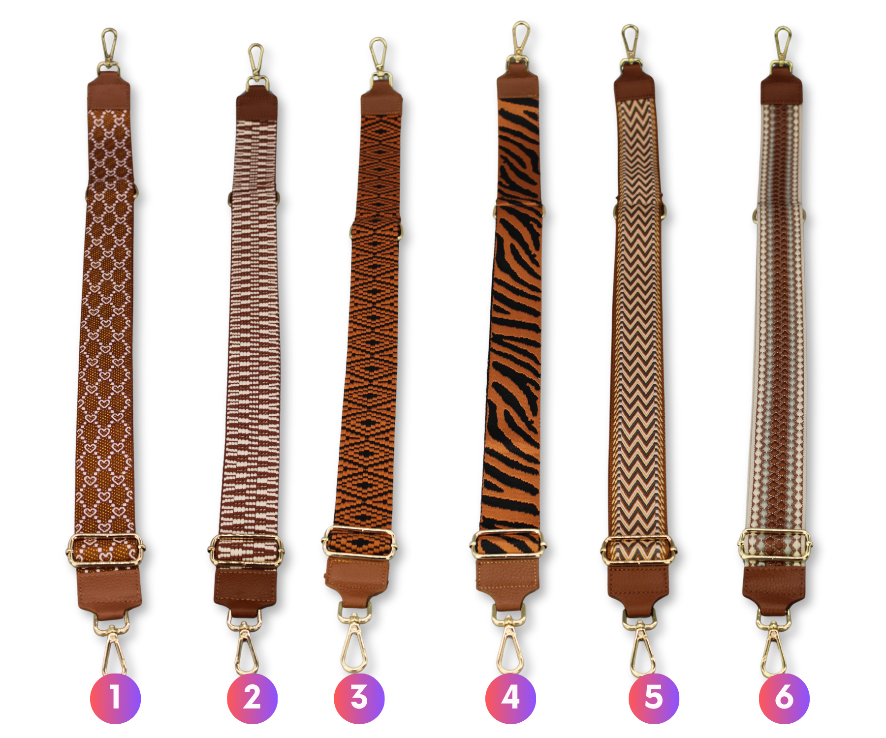 Taschenriemen - Cognac Braun (Gold)