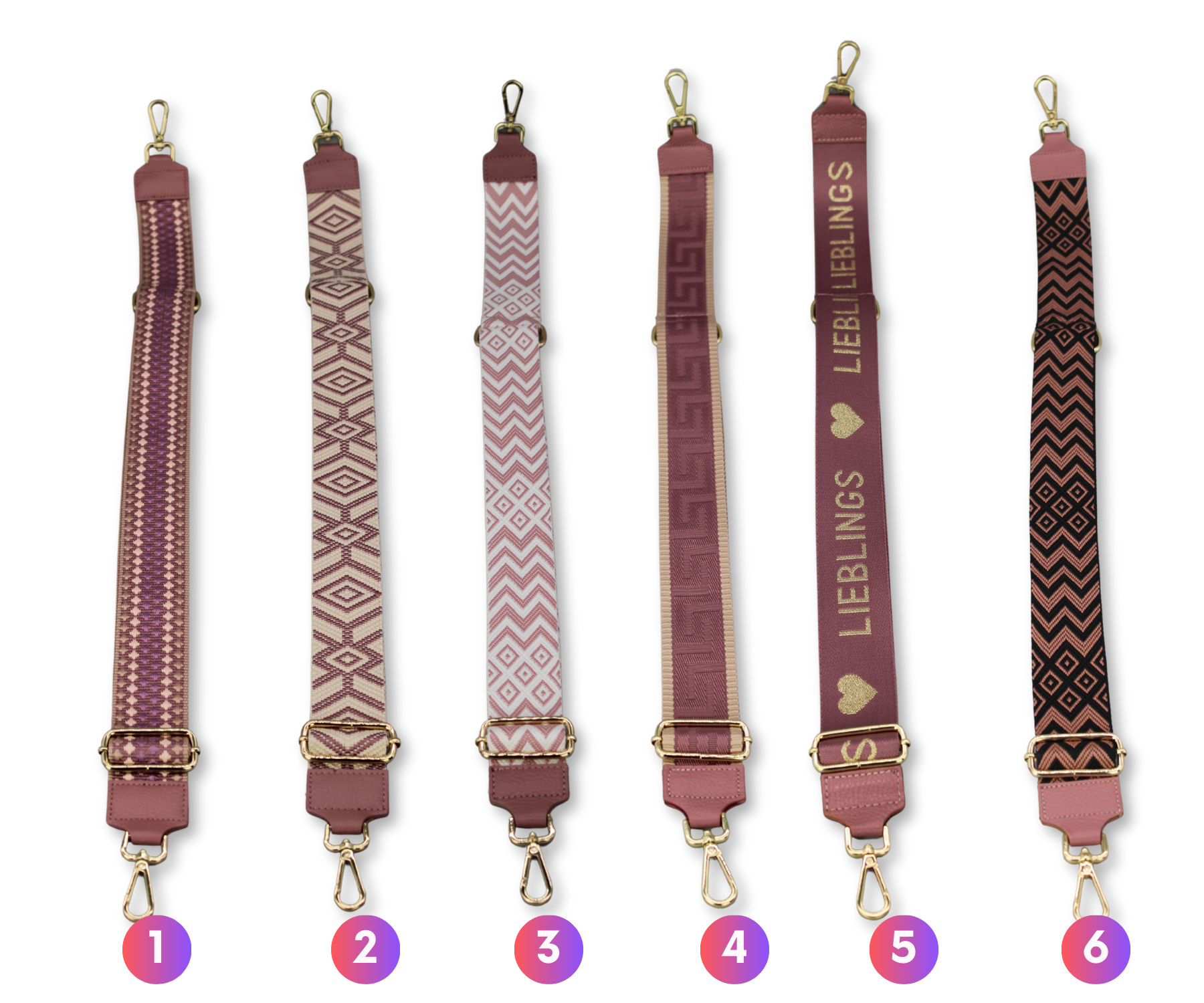 Taschenriemen - Altrosa (Gold)