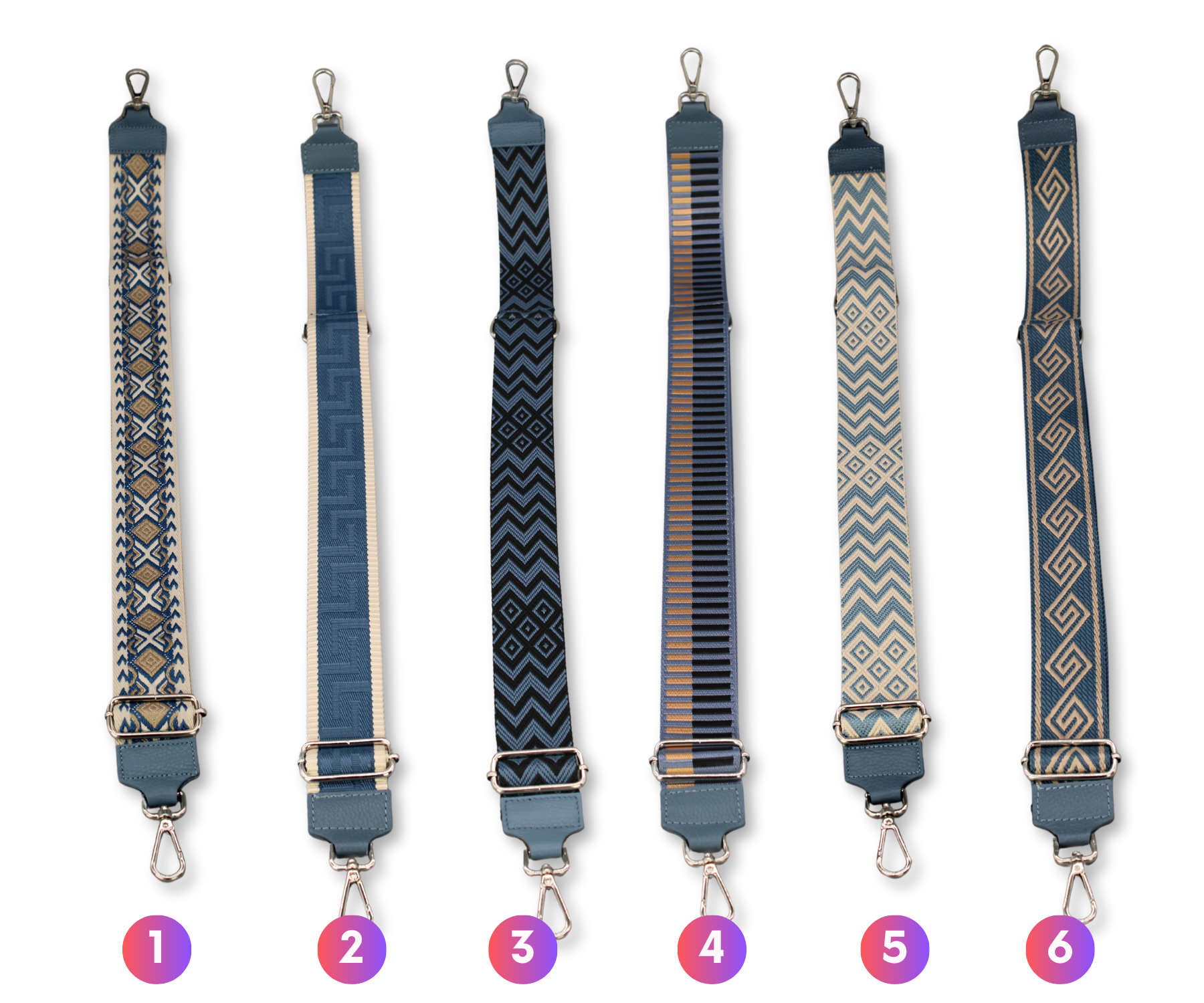 Taschenriemen - Jeansblau (Silber)