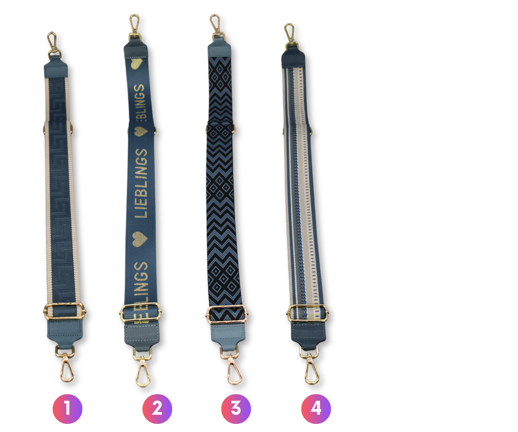 Taschenriemen - Jeansblau (Gold)