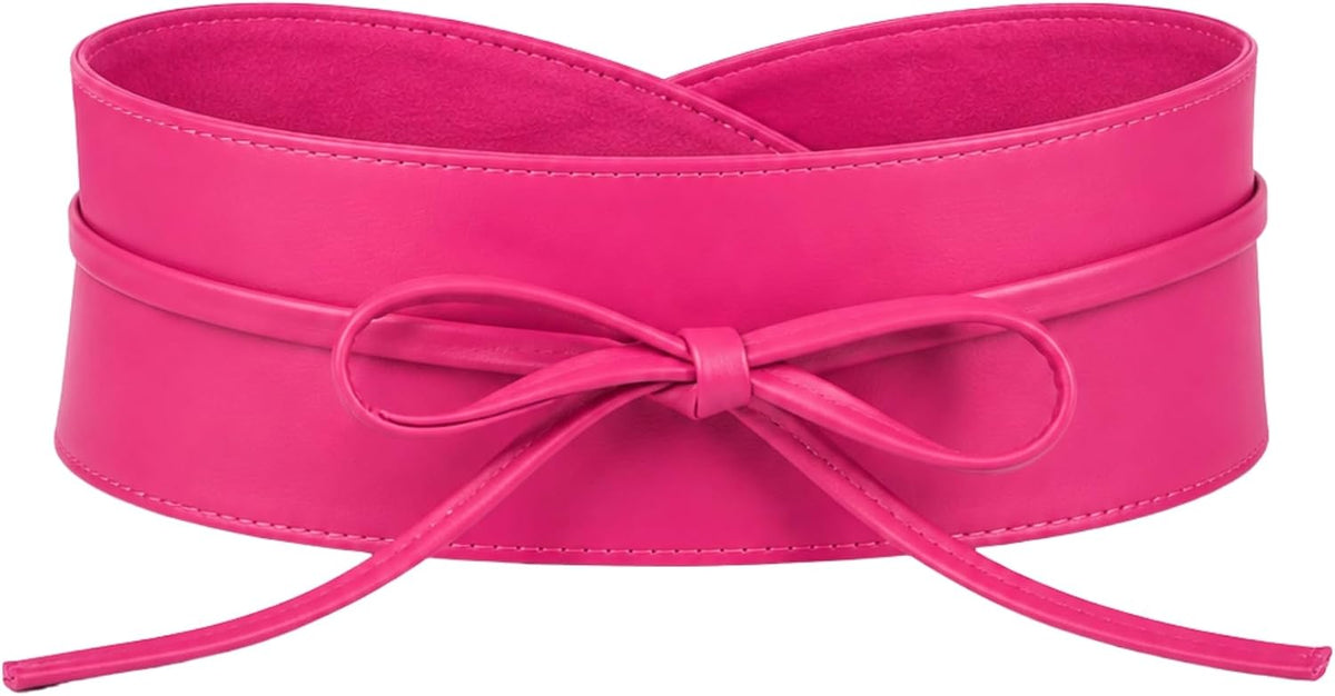 BRISE Obi Bindegürtel Fuchsia aus Echtleder – breiter Taillengürtel für Damen