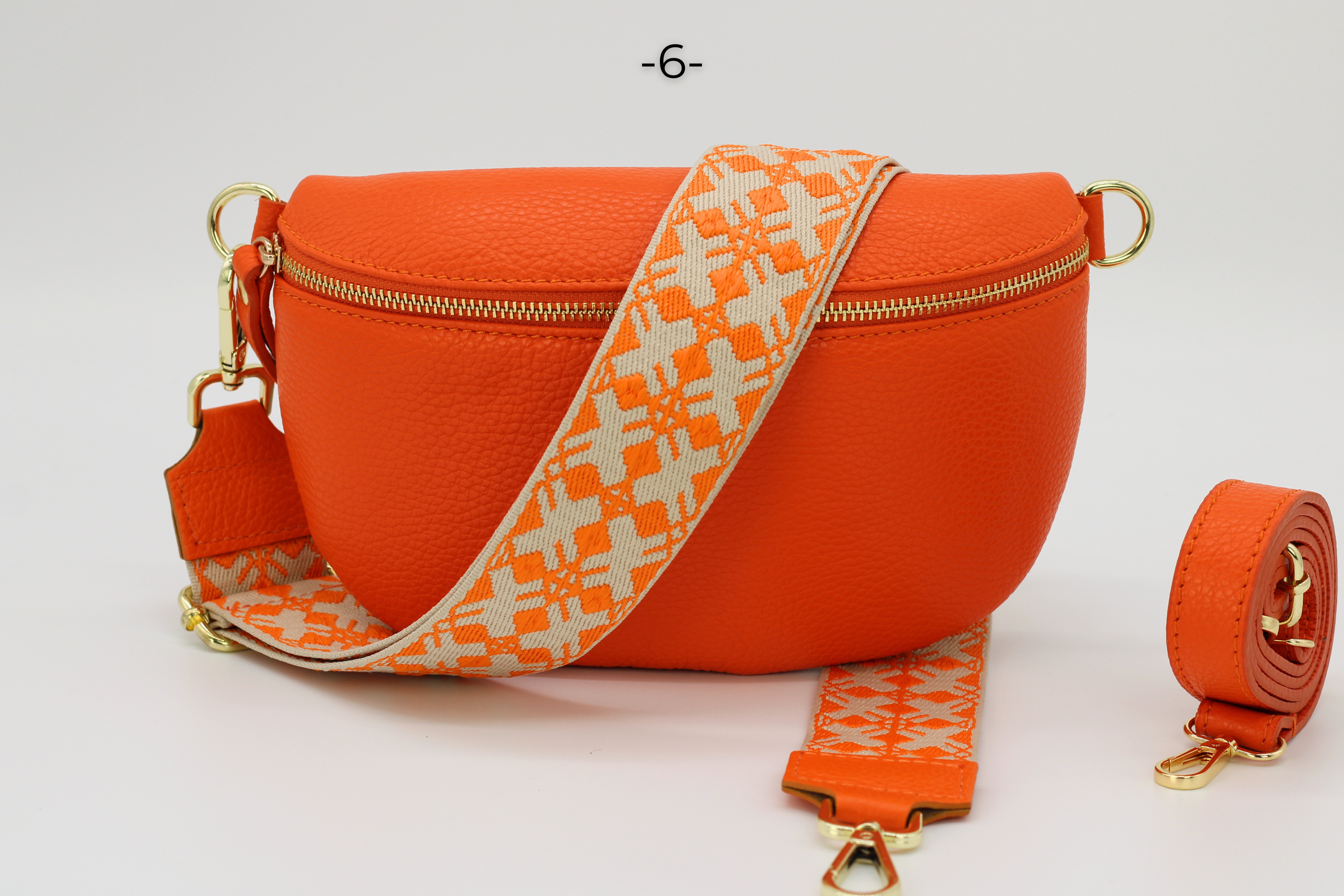 Schultertasche Schulterriemen Tasche Gold Sahel Orange (Gold