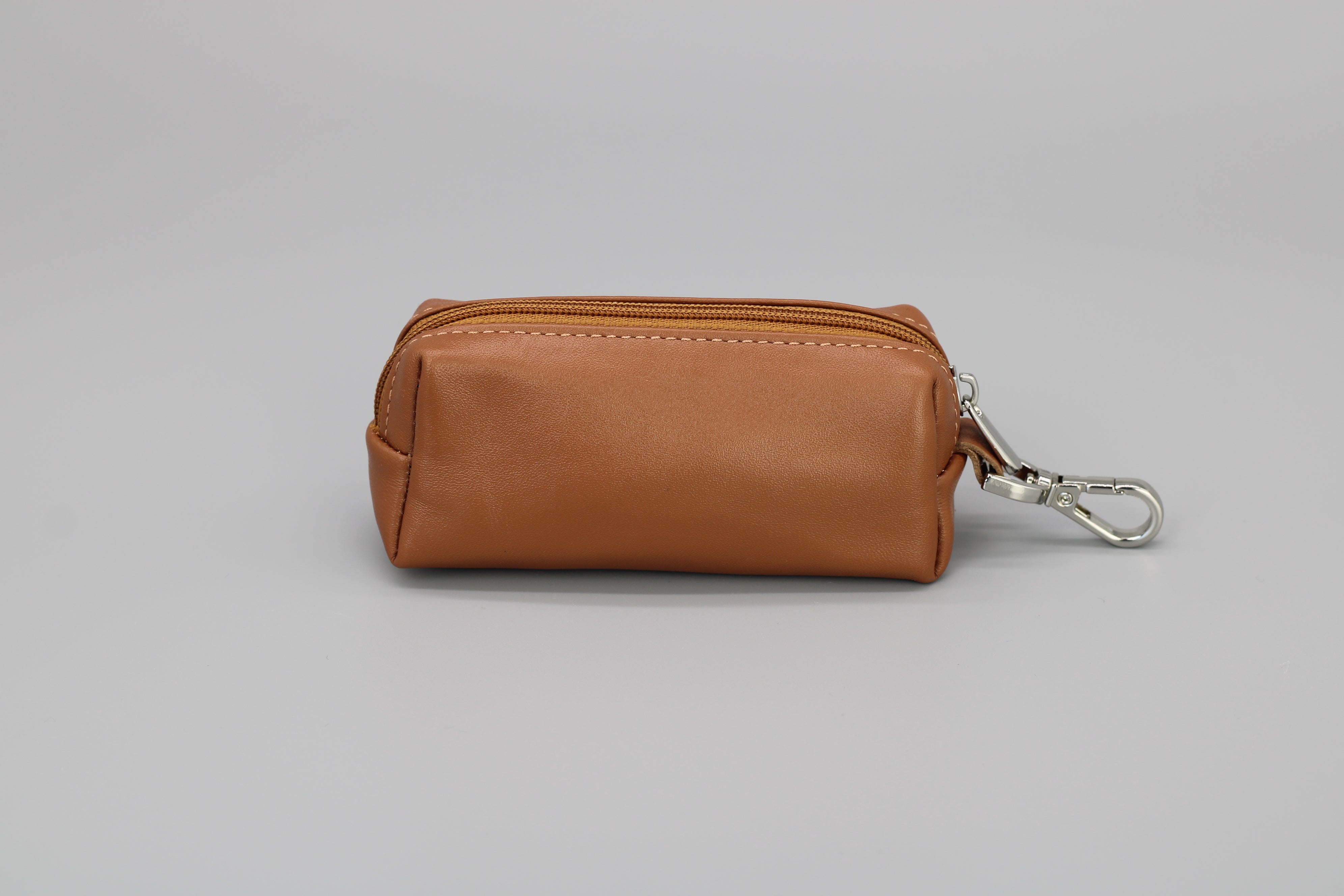 Key case with money compartment - Cognac Brown