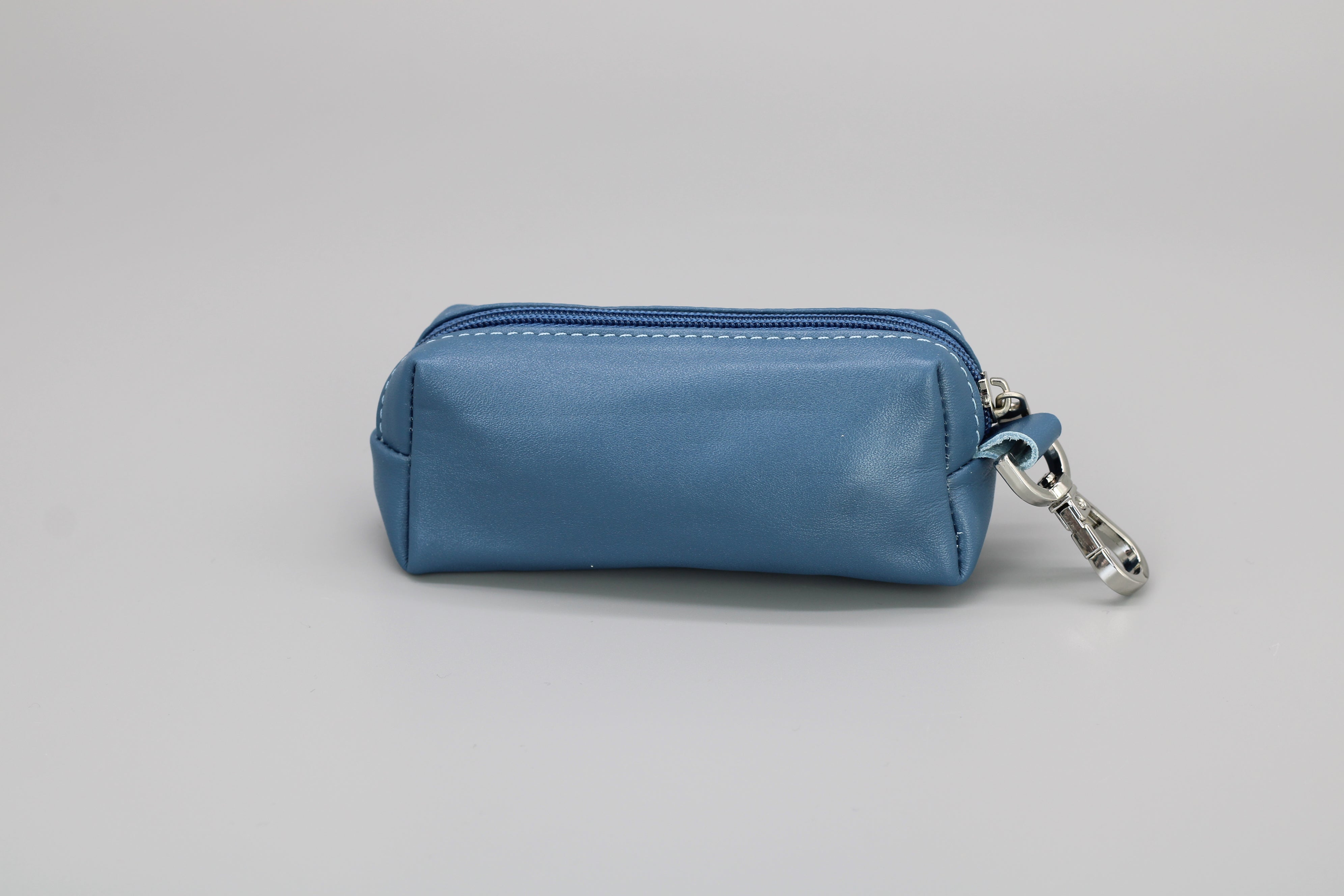 Key case with money compartment - denim blue