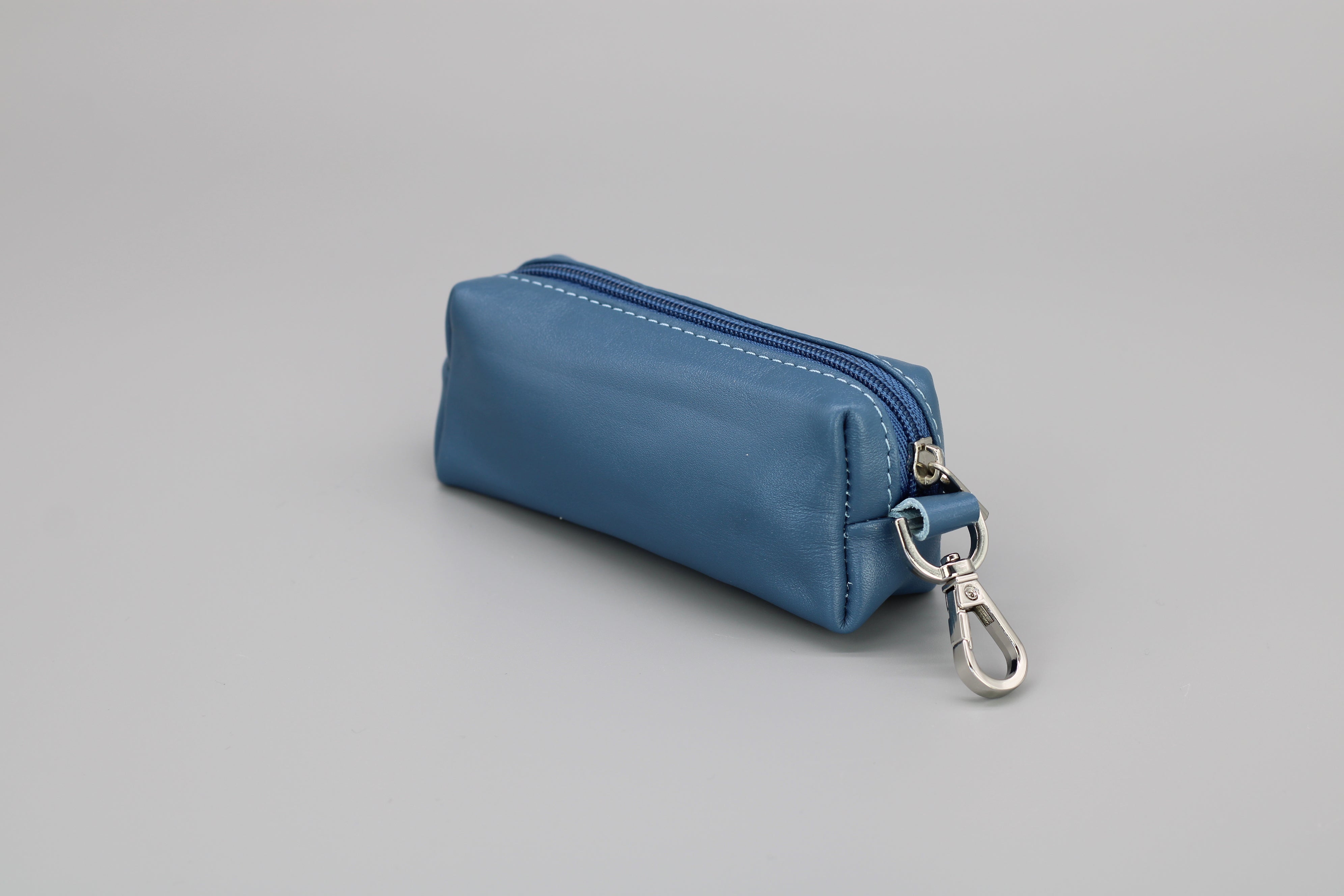 Key case with money compartment - denim blue