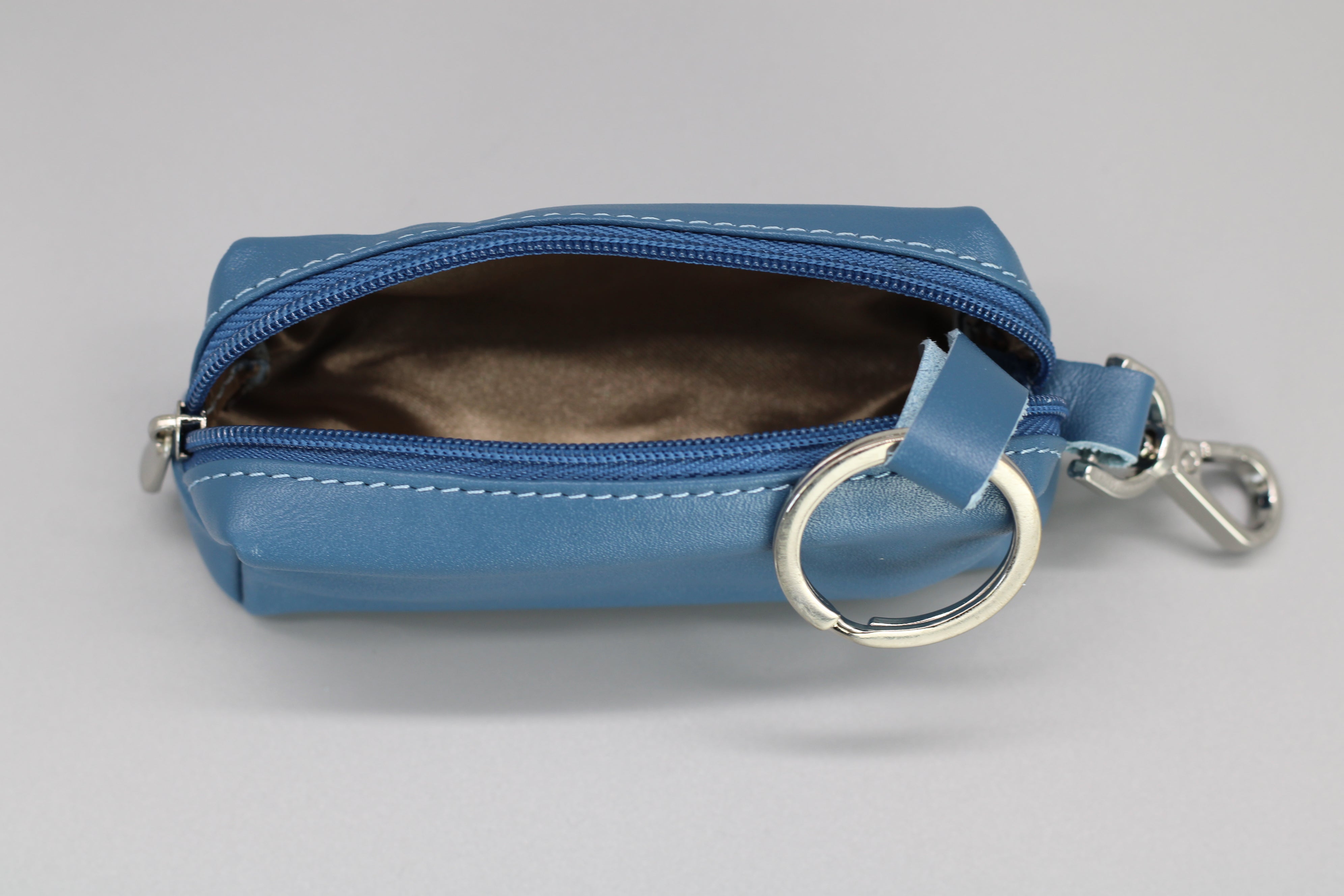 Key case with money compartment - denim blue
