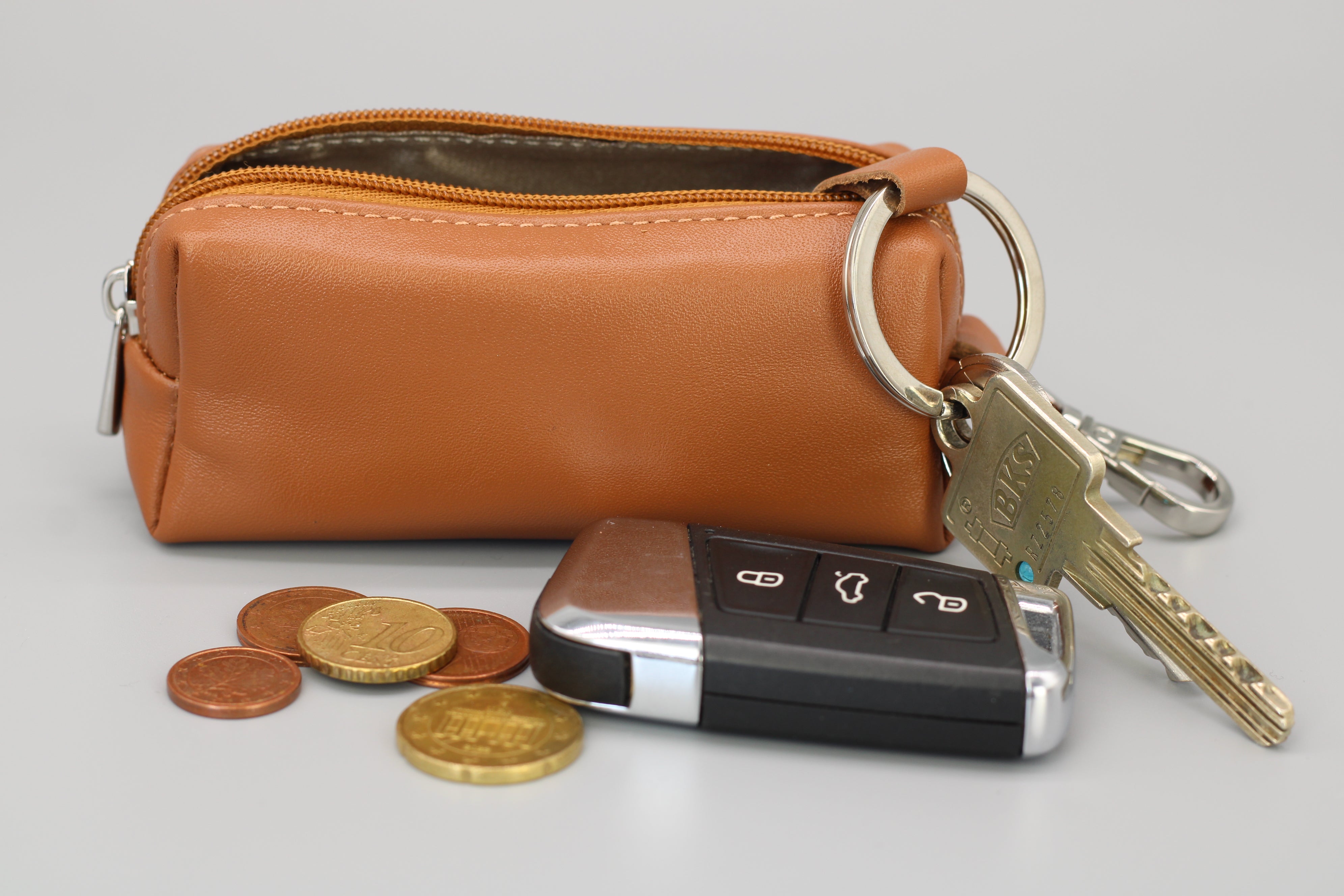 Key case with money compartment - Beige