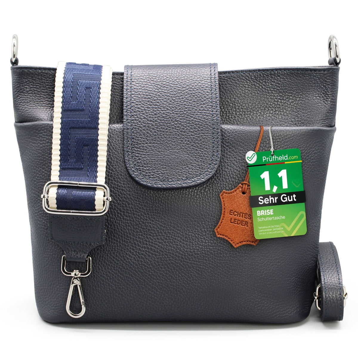 ELLIE Umhängetasche aus Echtleder in Navyblau – BRISE – Ansicht 3