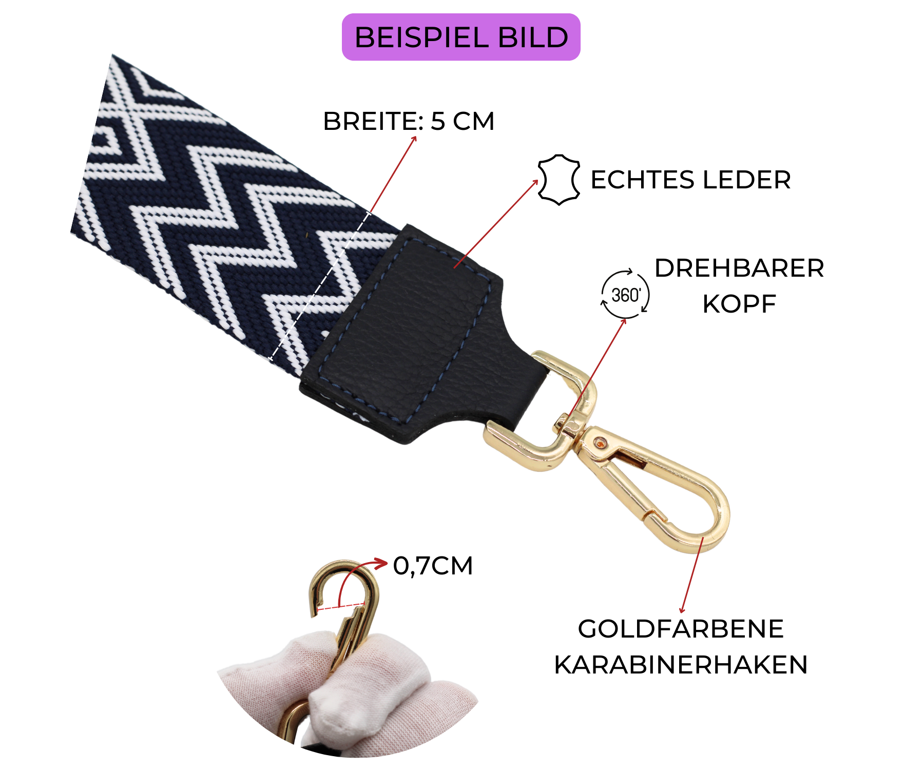 Taschenriemen - Pink (Gold)