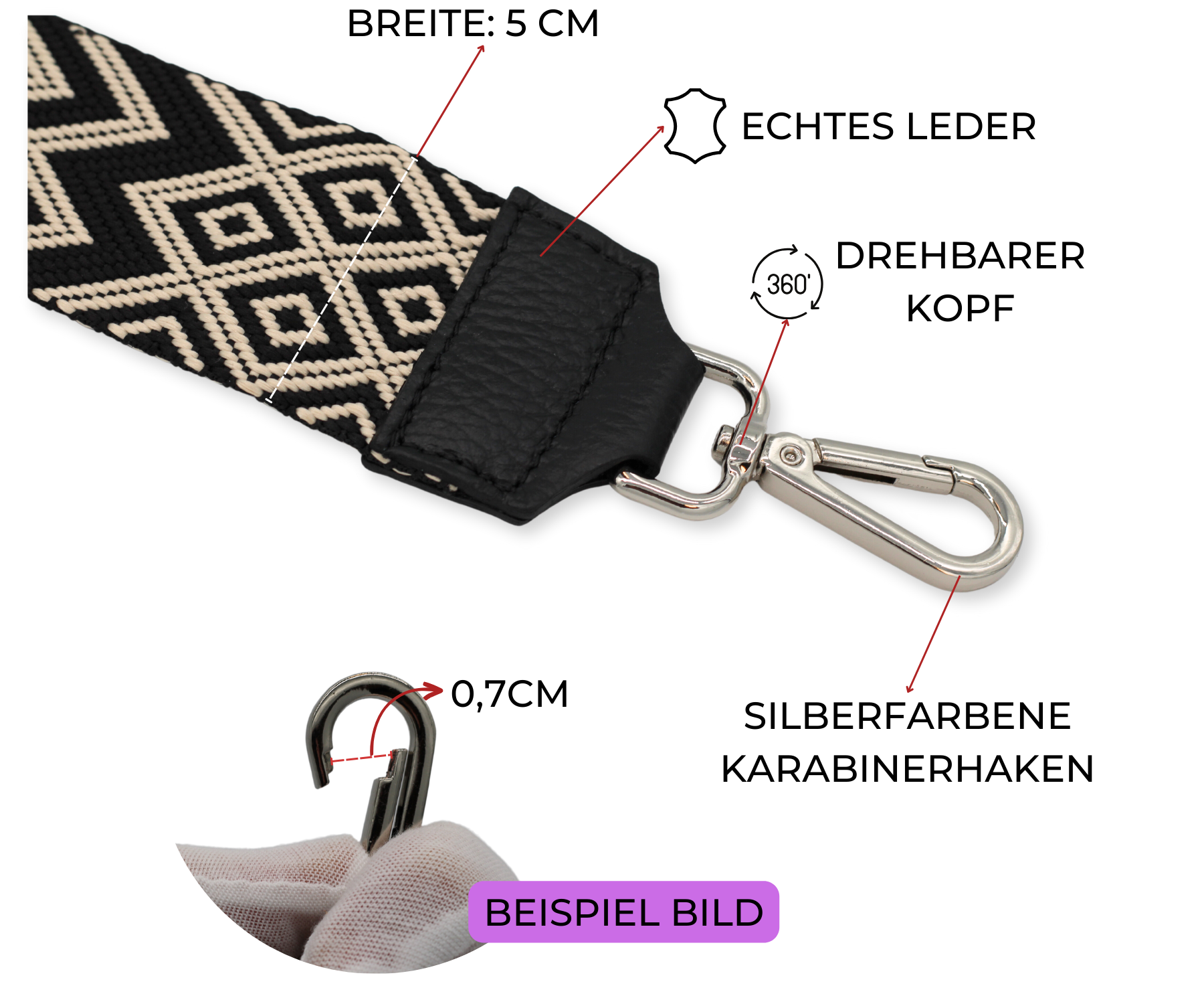 Taschenriemen - Camel Braun (Silber)