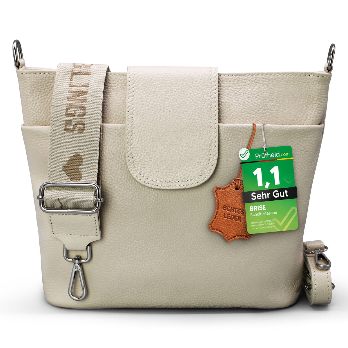 ELLIE Umhängetasche aus Echtleder in Beige – BRISE – Ansicht 5