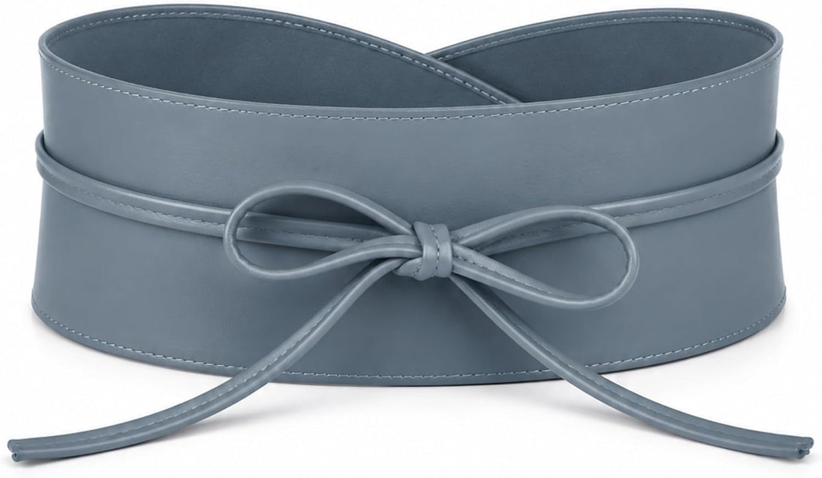 BRISE Obi Bindegürtel Jeansblau aus Echtleder – breiter Taillengürtel für Damen
